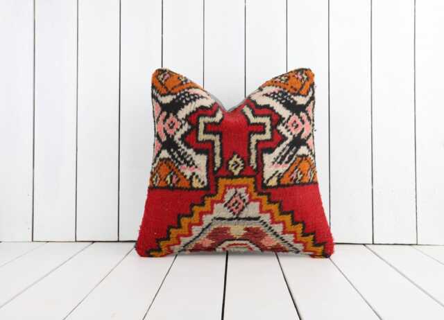 Rustic Kilim Pillow Cover - 16x16 Turkish Boho Cushion - image 1