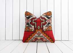 Rustic Kilim Pillow Cover - 16x16 Turkish Boho Cushion - thumbnail 1