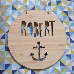Personalised Name Wooden Wall-Door Hanging-Anchor-Nautical-Plaque-Kids Room-Bedroom-Wall Art-Wall Hanging-Custom-Navy - thumbnail 1