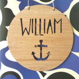 Personalised Name Wooden Wall-Door Hanging-Anchor-Nautical-Plaque-Kids Room-Bedroom-Wall Art-Wall Hanging-Custom-Navy - thumbnail 3