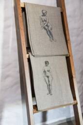Embroidered Linen Bath Towel Natural Sauna Towel With Woman Art - thumbnail 1