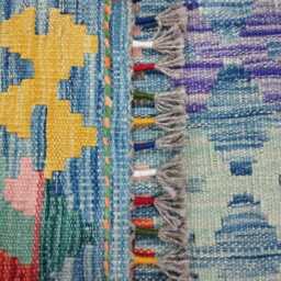Runner Rug Classic, Handmade Artisan Afghan Turkish, Scandinavian, Navajo, Bohemian, Wool Flatweave Multicolour Kilim 205x64 cm - thumbnail 3