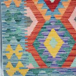 Runner Rug Classic, Handmade Artisan Afghan Turkish, Scandinavian, Navajo, Bohemian, Wool Flatweave Multicolour Kilim 205x64 cm - thumbnail 4