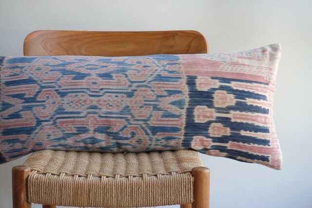 Rare Antique Sarong Lumbar Pillow 14x36 - Handwoven Indonesian Textile, Designer Ethnic Accent - image 1