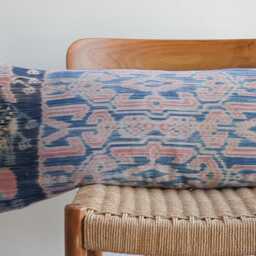 Rare Antique Sarong Lumbar Pillow 14x36 - Handwoven Indonesian Textile, Designer Ethnic Accent - thumbnail 3