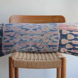 Rare Antique Sarong Lumbar Pillow 14x36 - Handwoven Indonesian Textile, Designer Ethnic Accent - thumbnail 2