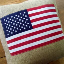 Burlap American Flag Pillow - thumbnail 2