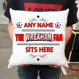Personalised Wrexham Football Cushion. With Any Name. Fan Cushion Gift - thumbnail 1