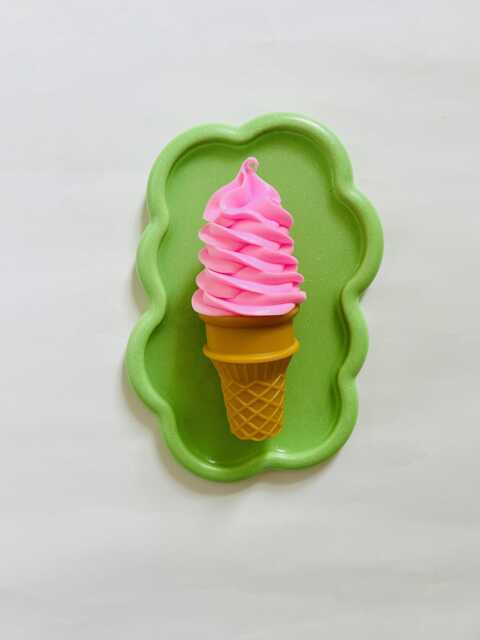 strawberry Ice Cream Wall Hanging/ Dopamine Decor/ Maximalist Fake Food/ Food Pop Art/ Sculpture/ Funky Decor/Kitchen - image 1