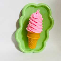 strawberry Ice Cream Wall Hanging/ Dopamine Decor/ Maximalist Fake Food/ Food Pop Art/ Sculpture/ Funky Decor/Kitchen - thumbnail 4