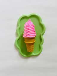 strawberry Ice Cream Wall Hanging/ Dopamine Decor/ Maximalist Fake Food/ Food Pop Art/ Sculpture/ Funky Decor/Kitchen - thumbnail 1