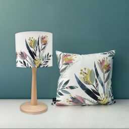 Handmade Statement Tulip Lampshade - Colourful Floral Design On White Background Unique Home Decor - thumbnail 4