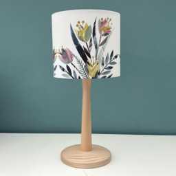 Handmade Statement Tulip Lampshade - Colourful Floral Design On White Background Unique Home Decor - thumbnail 2