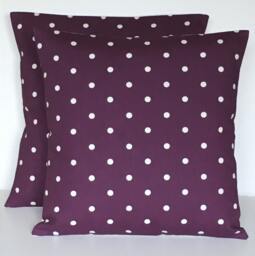 "2 X Clarke & Dotty Spot Polka Dots Berry Purple Cushion Cover 16"" - 22"