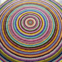 Handmade Wool Round Rug Colorful Crochet Area Rug - thumbnail 3