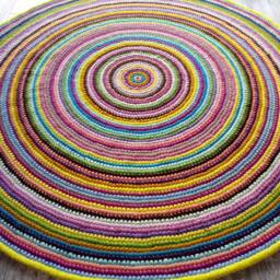 Handmade Wool Round Rug Colorful Crochet Area Rug - thumbnail 2