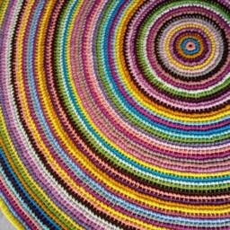 Handmade Wool Round Rug Colorful Crochet Area Rug - thumbnail 4