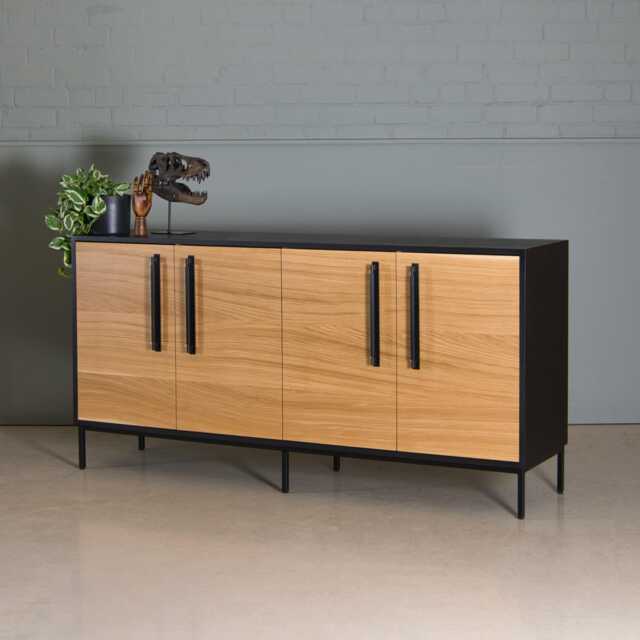 Handmade Oak Sideboard, Black Media Unit, Mid-Century Modern Koda - image 1