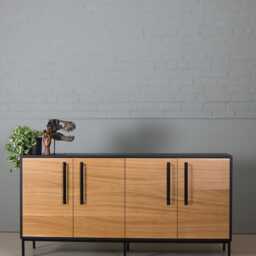 Handmade Oak Sideboard, Black Media Unit, Mid-Century Modern Koda - thumbnail 2