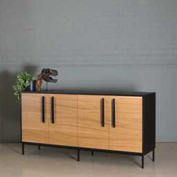 Handmade Oak Sideboard, Black Media Unit, Mid-Century Modern Koda - thumbnail 4