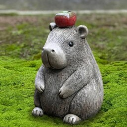 Cute Capybara With Apple Statue Concrete Animal Sculpture Stone Figurine Outdoor Garden Decoration Handmade Ornament Gift - thumbnail 3