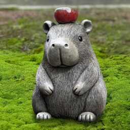 Cute Capybara With Apple Statue Concrete Animal Sculpture Stone Figurine Outdoor Garden Decoration Handmade Ornament Gift - thumbnail 4