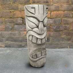 Concrete Tiki Totem Statue Cement Tribal Sculpture Polynesian Style Figurine Stone Ornament Handmade Outdoor Decoration Yard Art Gift - thumbnail 2