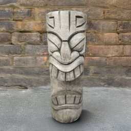 Concrete Tiki Totem Statue Cement Tribal Sculpture Polynesian Style Figurine Stone Ornament Handmade Outdoor Decoration Yard Art Gift - thumbnail 1
