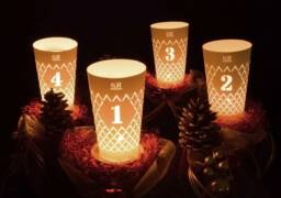 Ribbed Light Set Of 4 White, Frankfurt Advent Wreath, Christmas Decoration For Apple Wine Lovers, Gift From Hesse, Excluding Glass - thumbnail 1