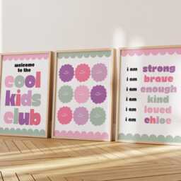 Childrens Affirmation Wall Art - Kids Bedroom Poster Set Of 3 Positive Quotes Playroom Nursery Print Fun Smile Face Cool Club - thumbnail 3