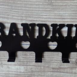 Grandkids With Heart Cutouts Silhouette Key Hook Rack - Metal Wall Art - thumbnail 3