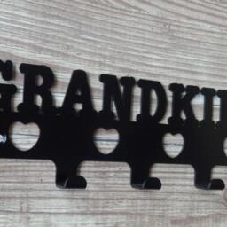 Grandkids With Heart Cutouts Silhouette Key Hook Rack - Metal Wall Art - thumbnail 2