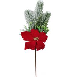 Artificial Frosted Snowy Eucalyptus Leaf Spray Plants Fake Leaves Poinsettia Pick For Christmas , Wreath Craft Wedding Home D??cor Party - thumbnail 3