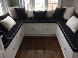 Window Seat Cushion Cover, Black With White Piping , 42x 15x4 Daybed Mattress Cover , Any Size, Many Colors - thumbnail 1