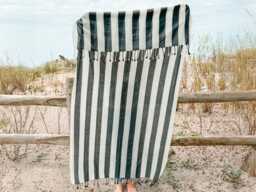 Organic Turkish Cotton Beach Towel Black & White Striped, Sand Free