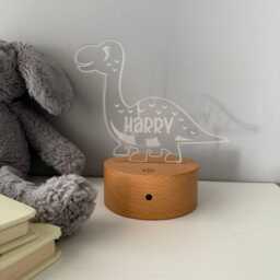 Personalised Dinosaur Night Light - Custom Name Kids Lamp Nursery Led Colour Changing Baby Room Decor Gift - thumbnail 4