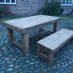 Handcrafted Rustic Oak Dining Table & Bench - Optoinal - thumbnail 2