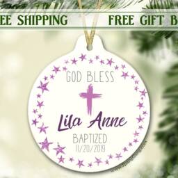Personalized Gift For Godson - Baptism Ornament God Bless Babyboy Baptize Christmas Christening - thumbnail 2