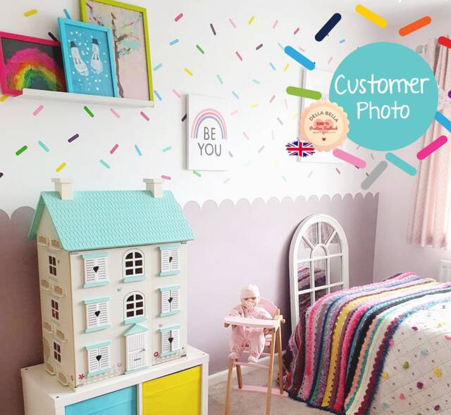 Confetti Wall Stickers 220x Sprinkles Decal Rainbow Nursery Playroom Decor Kids Bedroom Donuts Stickers(11 Colours/ 20 Of Each Colour - image 1