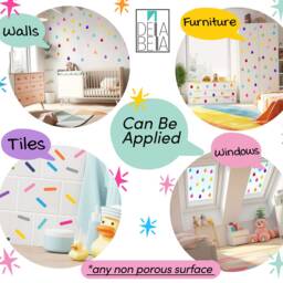 Confetti Wall Stickers 220x Sprinkles Decal Rainbow Nursery Playroom Decor Kids Bedroom Donuts Stickers(11 Colours/ 20 Of Each Colour - thumbnail 3