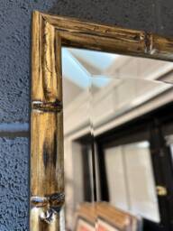 Handcrafted Gold Bamboo Mirror With Bevelled Glass - Boho Cottagecore Home Decor