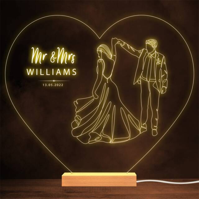 Dancing Wedding Anniversary Married Personalised Gift Night Light - image 1