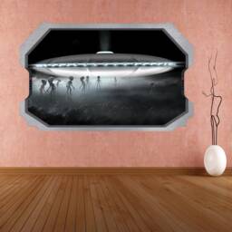 Aliens Spaceship Ufo Wall Decal Sticker Mural Poster Print Art Kids Bedroom Home Decor Ay7 - thumbnail 3