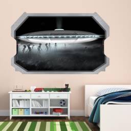 Aliens Spaceship Ufo Wall Decal Sticker Mural Poster Print Art Kids Bedroom Home Decor Ay7 - thumbnail 1