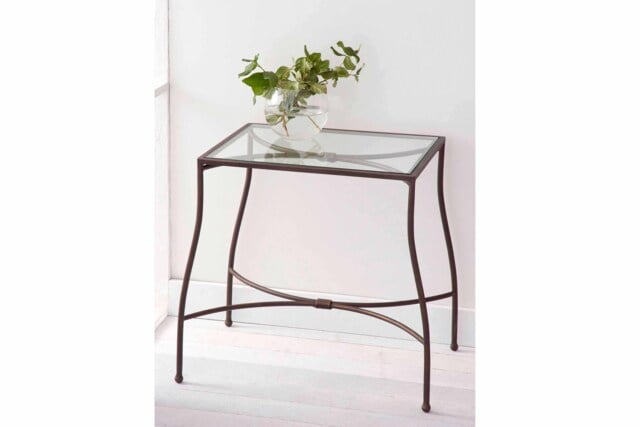 Iron & Glass Nightstand - Mid Century Modern Bedside Table - image 1