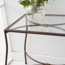 Iron & Glass Nightstand - Mid Century Modern Bedside Table - thumbnail 3