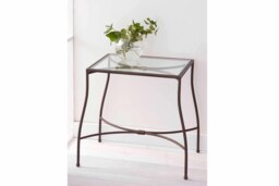 Iron & Glass Nightstand - Mid Century Modern Bedside Table - thumbnail 1