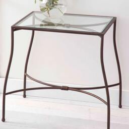 Iron & Glass Nightstand - Mid Century Modern Bedside Table - thumbnail 2
