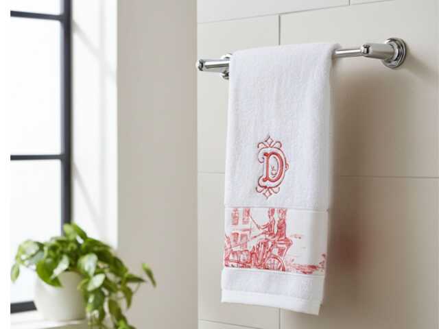 Monogrammed Toile Bath Towel Set/Absorbent 100% Cotton - image 1
