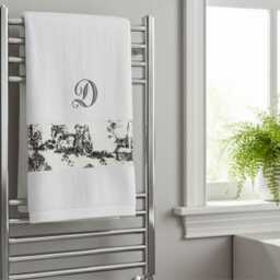Monogrammed Toile Bath Towel Set/Absorbent 100% Cotton - thumbnail 3